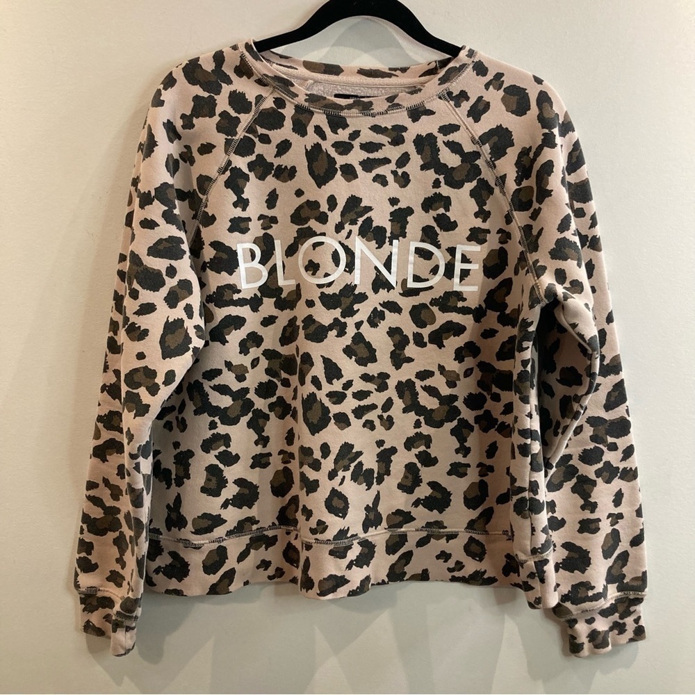 BRUNETTE THE LABEL  Sz S/M “Blonde” Leopard Print Oversized Sweatshirt Top - Picture 2 of 10